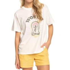 Koszulka turystyczna damska Roxy Moonlight Sunset. Białe t-shirty damskie Roxy, bez wzorów, z bawełny, bez kołnierzyka. Za 100.05 zł.