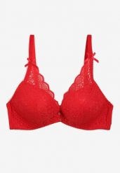 Czerwony Biustonosz Push Up z Ozdobną Koronką Herjana. Czerwone biustonosze Renee, bez wzorów, z koronki. Za 39.99 zł.