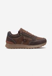 Brązowe Sznurowane Buty Sportowe z Modnymi Przeszyciami Linkra. Brązowe buty sportowe męskie Born2be, bez zapięcia. Za 89.99 zł.