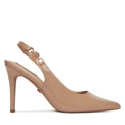 Szpilki Nine West. Brązowe szpilki damskie Nine West, bez wzorów, bez obcasa, bez zapięcia. Za 249.99 zł.