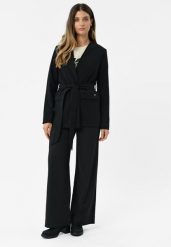 Materiałowe spodnie z szeroką nogawką R-HUS. Spodnie materiałowe damskie Volcano, s, bez wzorów, z elastanu. Za 179.99 zł.