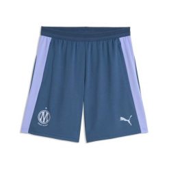 Szorty treningowe z poliestru mecz OM. Niebieskie krótkie spodenki sportowe męskie Puma, l, bez wzorów, na fitness i siłownię. Za 264.42 zł.