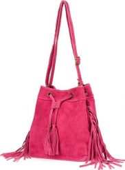 Beltimore Różowa Torebka damska skórzana zamsz troczki worek W03. Czerwone torebki do ręki damskie Beltimore, bez wzorów, z zamszu, bez dodatków. Za 159.49 zł.