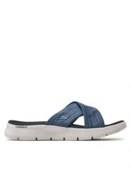 Skechers Klapki Go Walk Flex Sandal-Impressed 141420/NVY Granatowy. Niebieskie klapki damskie Skechers, bez wzorów, z materiału, bez obcasa. Za 195.99 zł.