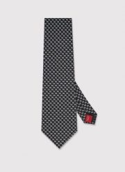 PAKO LORENTE - Jedwabny krawat z monogramem PL. Czarne krawaty i muchy Pako Lorente, bez wzorów, z jedwabiu. Za 149.99 zł.