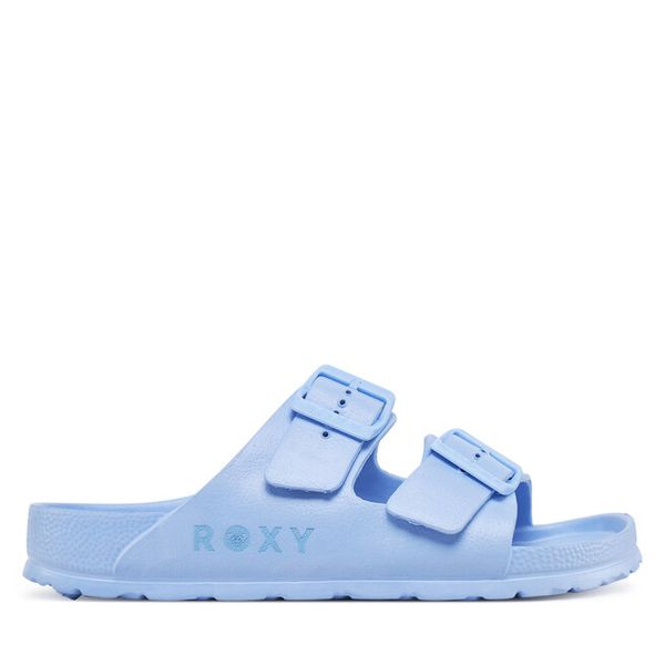 Klapki Roxy. Niebieskie klapki damskie Roxy, bez wzorów, bez obcasa. Za 109.99 zł.