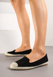 Czarne Espadryle Ozdobione Plecionką Tiaziane. Czarne espadryle damskie Born2be, na lato, bez wzorów, eleganckie, bez obcasa, bez zapięcia. Za 39.99 zł.