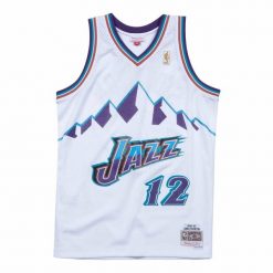 Koszulka Mitchell&Ness NBA Utah Jazz John Stockton - SMJYLG18031-UJAWHIT96JST. Białe koszulki sportowe męskie Mitchell & Ness, bez wzorów, bez kołnierzyka, bez ramiączek, do koszykówki. Za 435.85 zł.