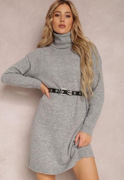 Szara Sukienka Milana. Szare sukienki damskie Renee, bez wzorów, z dzianiny, bez kołnierzyka, bez ramiączek, mini. Za 79.99 zł.