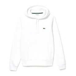 Bluza Lacoste Biała z Bawełny Organicznej. Białe bluzy męskie Lacoste, m, bez wzorów, z bawełny, z kapturem. Za 597.60 zł.
