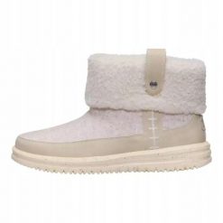HeyDude Damskie Botki Camden Cuff Woll Cozzy. Białe botki damskie Hey dude, z materiału, bez obcasa, bez zapięcia. Za 379.00 zł.
