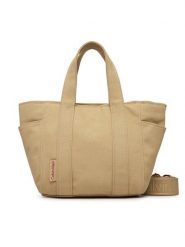 Calvin Klein Torebka Webbing Strap Canvas Small Tote LV04F3384G Beżowy. Brązowe torebki do ręki damskie Calvin Klein, bez wzorów, z materiału, bez dodatków. Za 489.99 zł.