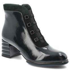 Zielone Botki S.Barski Lakierowane Obuwie Damskie. Zielone kozaki damskie S.BARSKI, z lakierowanej skóry, bez obcasa, na obcasie. Za 365.99 zł.