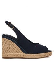 Tommy Hilfiger Espadryle Flag High Wedge Espad Slingback FW0FW09343 Granatowy. Niebieskie sandały damskie Tommy Hilfiger, bez wzorów, z materiału, bez obcasa, bez zapięcia. Za 359.99 zł.