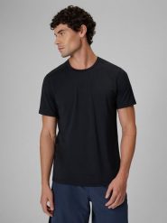4F Koszulka treningowa szybkoschnąca męska - czarna XL. Czarne t-shirty męskie 4f, m, bez wzorów, z dzianiny, klasyczne, bez kołnierzyka. Za 79.99 zł.