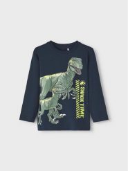 NAME IT Bluzka 13219778 Granatowy Regular Fit. Niebieskie t-shirty dla chłopców Name it, bez wzorów, z bawełny, bez ramiączek. Za 59.99 zł.