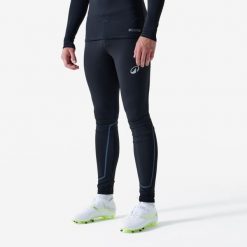 Legginsy termiczne piłkarskie unisex Kipsta Keepcomfort 100. Czarne legginsy sportowe męskie KIPSTA, l, bez wzorów, z materiału, długie, do piłki nożnej. Za 64.99 zł.
