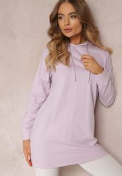 Fioletowa Bluza z Kapturem o Wydłużonym Fasonie Estera. Fioletowe bluzy damskie Renee, na jesień, m, bez wzorów, z dzianiny, z kapturem. Za 89.99 zł.