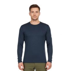 Męska koszulka z długim rękawem z wełny merynosów - Finn 140. Niebieskie koszulki sportowe męskie FJORK MERINO, na zimę, l, bez wzorów, z elastanu, bez kołnierzyka, bez ramiączek, narciarskie. Za 439.00 zł.