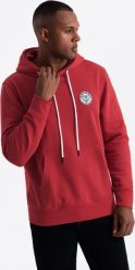 Ombre Męska bluza dresowa kangurka z kapturem i naszywką w stylu college czerwona V1 OM-SSNZ-0144 M. Czerwone bluzy męskie Ombre, m, z aplikacjami, z dresówki, z kapturem. Za 169.99 zł.