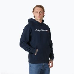 Bluza męska Helly Hansen Core Graphic Sweat Hoodie. Niebieskie bluzy męskie Helly Hansen, l, bez wzorów, bez kaptura. W wyprzedaży za 317.55 zł.