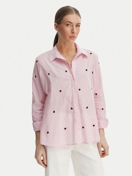 ONLY Koszula 15283743 Różowy Box Fit. Czerwone bluzki damskie Only, xl, bez wzorów, z bawełny, bez kołnierzyka, bez ramiączek. Za 112.99 zł.
