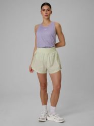 4F Spodenki treningowe szybkoschnące damskie - zielone L. Zielone szorty damskie 4f, l, bez wzorów, z tkaniny, z podwyższonym stanem. Za 149.99 zł.