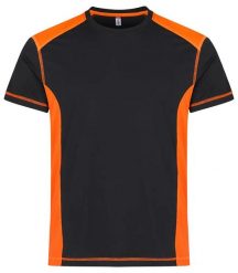 Clique Ambition-T Kontrastowy T-shirt Visib Orange z bawełny i recyklingowanego. Brązowe t-shirty męskie CLIQUE, m, bez wzorów, z bawełny, biznesowe, bez kołnierzyka. Za 124.66 zł.
