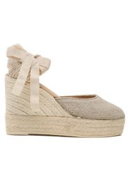 Manebi Espadryle Wedge Espadrilles O 7.1 WV Beżowy. Brązowe sandały damskie Manebi, bez wzorów, z materiału, bez obcasa, bez zapięcia. Za 429.99 zł.