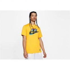Koszulka sportowa męska Nike Futura Basketball Tee University Gold. Żółte koszulki sportowe męskie Nike, l, bez wzorów, bez kołnierzyka, bez ramiączek, do koszykówki. Za 129.00 zł.