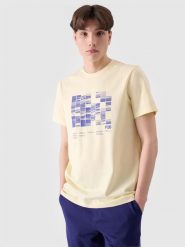 4F T-shirt regular z nadrukiem męski - żółty L. Żółte koszulki sportowe męskie 4f, l, bez wzorów, z bawełny, klasyczne, bez kołnierzyka. W wyprzedaży za 29.99 zł.