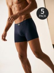 Bawełniane bokserki Classic 5 pack - granatowy. Niebieskie bokserki męskie Sinsay, l, bez wzorów, z bawełny. Za 49.99 zł.