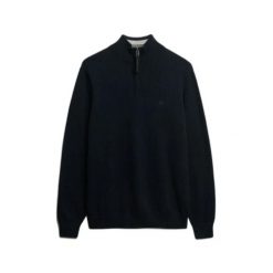 Czarny sweter z kołnierzem typu "camionneur" Superdry Essentials. Niebieskie swetry przez głowę męskie Superdry., na zimę, m, bez wzorów, z bawełny, bez kołnierzyka. Za 327.85 zł.