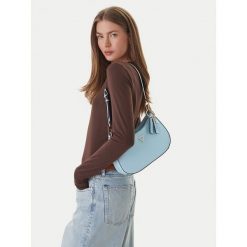 Torebka Guess. Niebieskie torebki do ręki damskie Guess, z aplikacjami, klasyczne, bez dodatków. Za 549.99 zł.