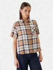 Barbour Koszula Fern LSH1744BR37 Beżowy Regular Fit. Brązowe bluzki damskie Barbour, bez wzorów, z syntetyku, bez kołnierzyka, bez ramiączek. Za 379.99 zł.