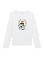 Guess Bluzka J6BI21 K5818 Biały Regular Fit. Białe bluzki dla dziewczynek Guess, z aplikacjami, z bawełny, bez kołnierzyka, bez ramiączek. Za 114.99 zł.