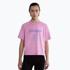 Koszulka damska Napapijri S-Aberdeen. Czerwone koszulki sportowe damskie Napapijri, m, bez wzorów, sportowe, bez kołnierzyka. Za 169.99 zł.