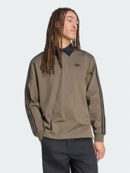 Adidas Bluza 3-Stripes Rugby Longsleeve Polo KE4113 Khaki Regular Fit. Brązowe bluzki z długim rękawem męskie Adidas, m, bez wzorów, z bawełny, bez kołnierzyka. Za 239.99 zł.