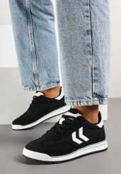 Czarne Sneakersy Ozdobione Strzałkami Kortewi. Czarne obuwie sportowe damskie Born2be, bez wzorów, z jeansu. Za 79.99 zł.