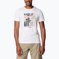 Koszulka trekkingowa męska Columbia Sun Trek Short. Białe koszulki sportowe męskie Columbia, l, bez wzorów, bez kołnierzyka, bez ramiączek, trekkingowe. Za 139.99 zł.