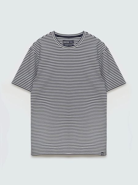 Koszulka męska w paski granatowa Garri 403. Niebieskie t-shirty męskie Big Star, l, z aplikacjami, z bawełny, retro, bez kołnierzyka. Za 99.99 zł.