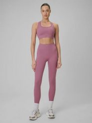 Legginsy fitness bezszwowe damskie. Fioletowe legginsy damskie 4f, l, bez wzorów, z dzianiny, z podwyższonym stanem, długie, na fitness i siłownię. Za 129.99 zł.