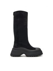 Bronx Kozaki 14367-C Czarny. Czarne kozaki damskie Bronx, z materiału, bez obcasa, na płaskiej podeszwie. Za 599.99 zł.