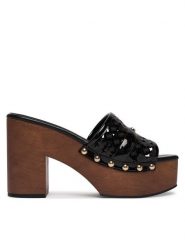 Guess Klapki FLJQUI PAF04 Czarny. Czarne klapki damskie Guess, z aplikacjami, ze skóry, bez obcasa. Za 639.99 zł.