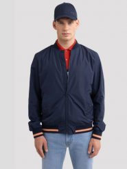 Kurtka męska bomber granatowa Shoun 403. Niebieskie kurtki męskie Big Star, l, bez wzorów, z jeansu, eleganckie, bez kaptura. W wyprzedaży za 229.99 zł.