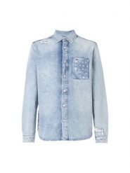 Tommy Jeans Koszula jeansowa DM0DM21362 Niebieski Regular Fit. Niebieskie koszule męskie Tommy Jeans, m, bez wzorów, z bawełny, bez kołnierzyka, bez ramiączek. Za 329.99 zł.