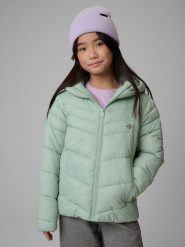 4F Kurtka z wypełnieniem syntetycznym dziewczęca - miętowa 164 (13-14 lat). Niebieskie kurtki i płaszcze dla dziewczynek 4f, bez wzorów, z materiału, bez kaptura. Za 179.99 zł.