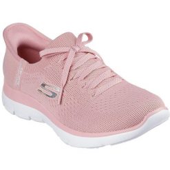 Buty sportowe damskie Skechers Summits new Daily. Czerwone obuwie sportowe damskie Skechers, bez wzorów, z tkaniny. W wyprzedaży za 331.95 zł.
