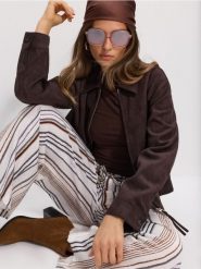 Spodnie wide leg w paski z wiskozą - wielobarwny. Spodnie materiałowe damskie Sinsay, l, bez wzorów, z wiskozy. Za 49.99 zł.