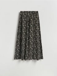 Wzorzyste spodnie palazzo - inny. Spodnie materiałowe damskie Reserved, l, bez wzorów, z dzianiny. Za 119.99 zł.